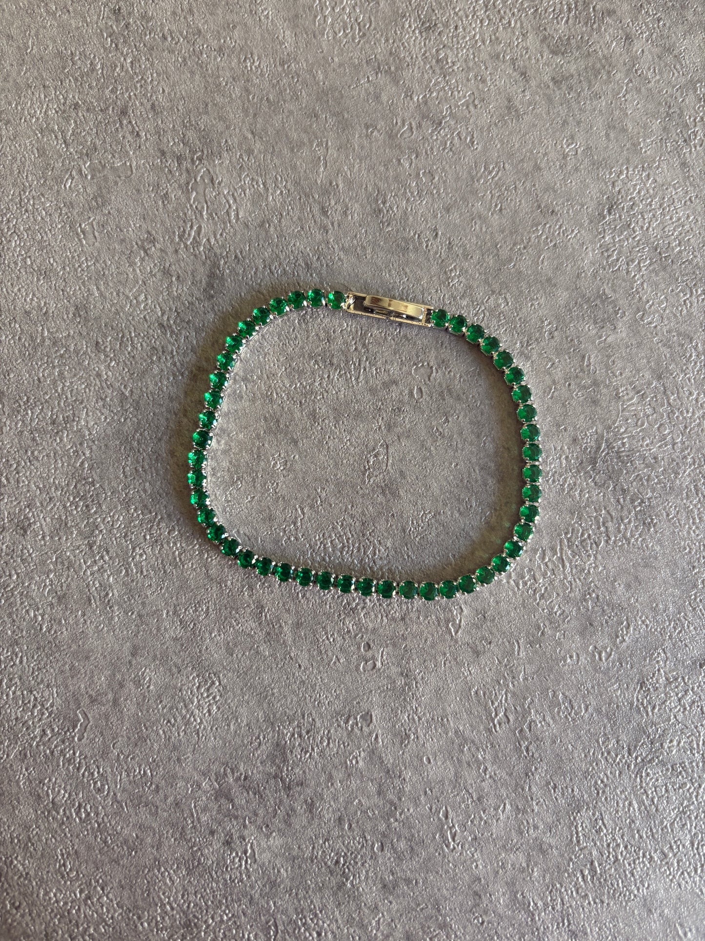 Bracelet , green crystal tennis bracelet