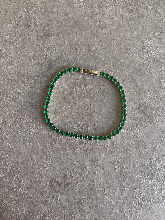 Bracelet , green crystal tennis bracelet