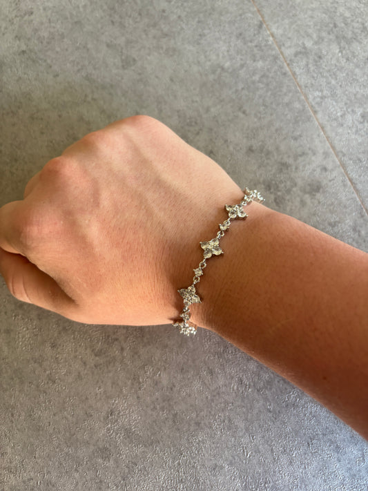 Bracelet , silver crystal blossom bracelet