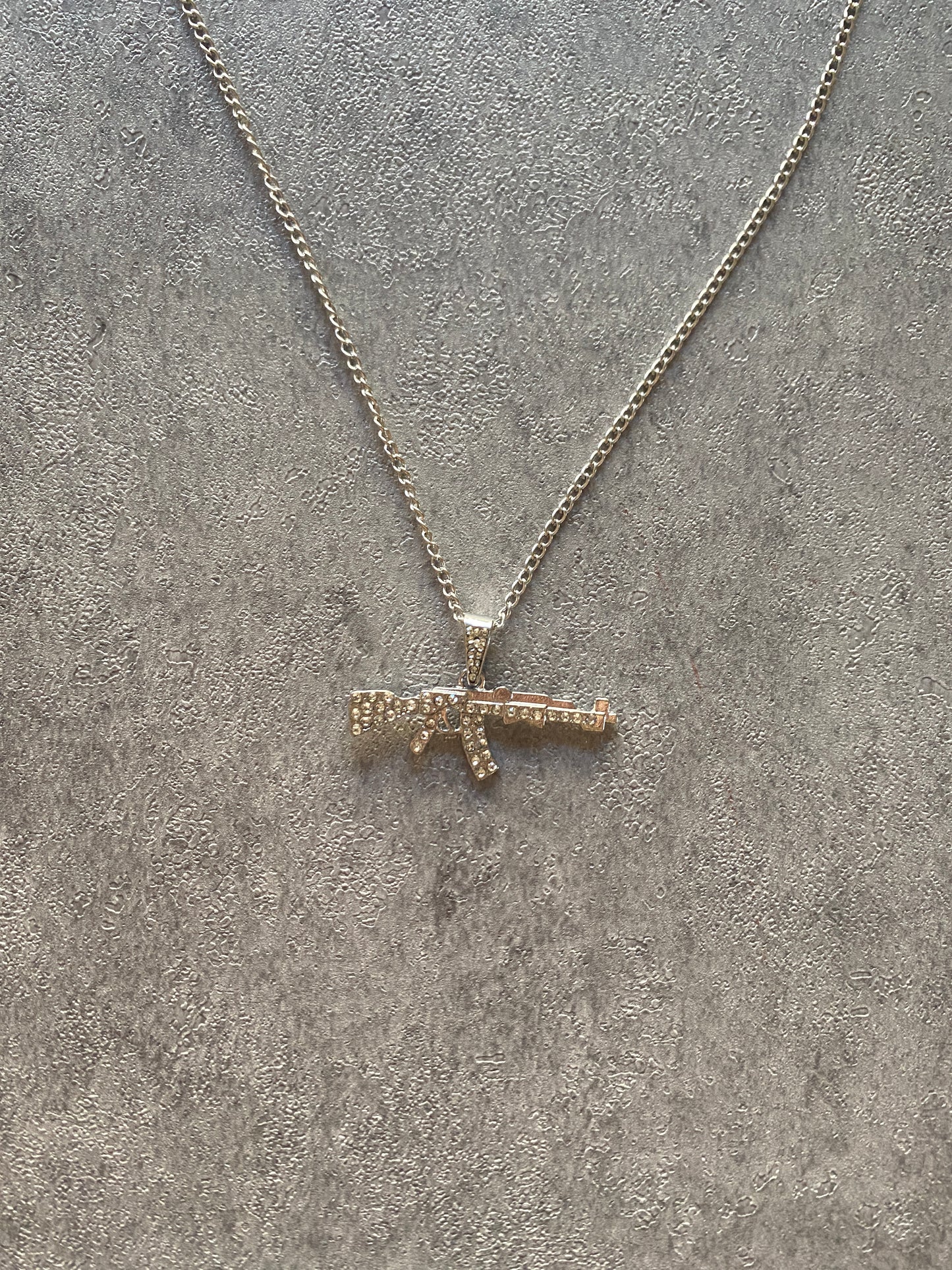 Necklace , Silver rhinestone rifle chain