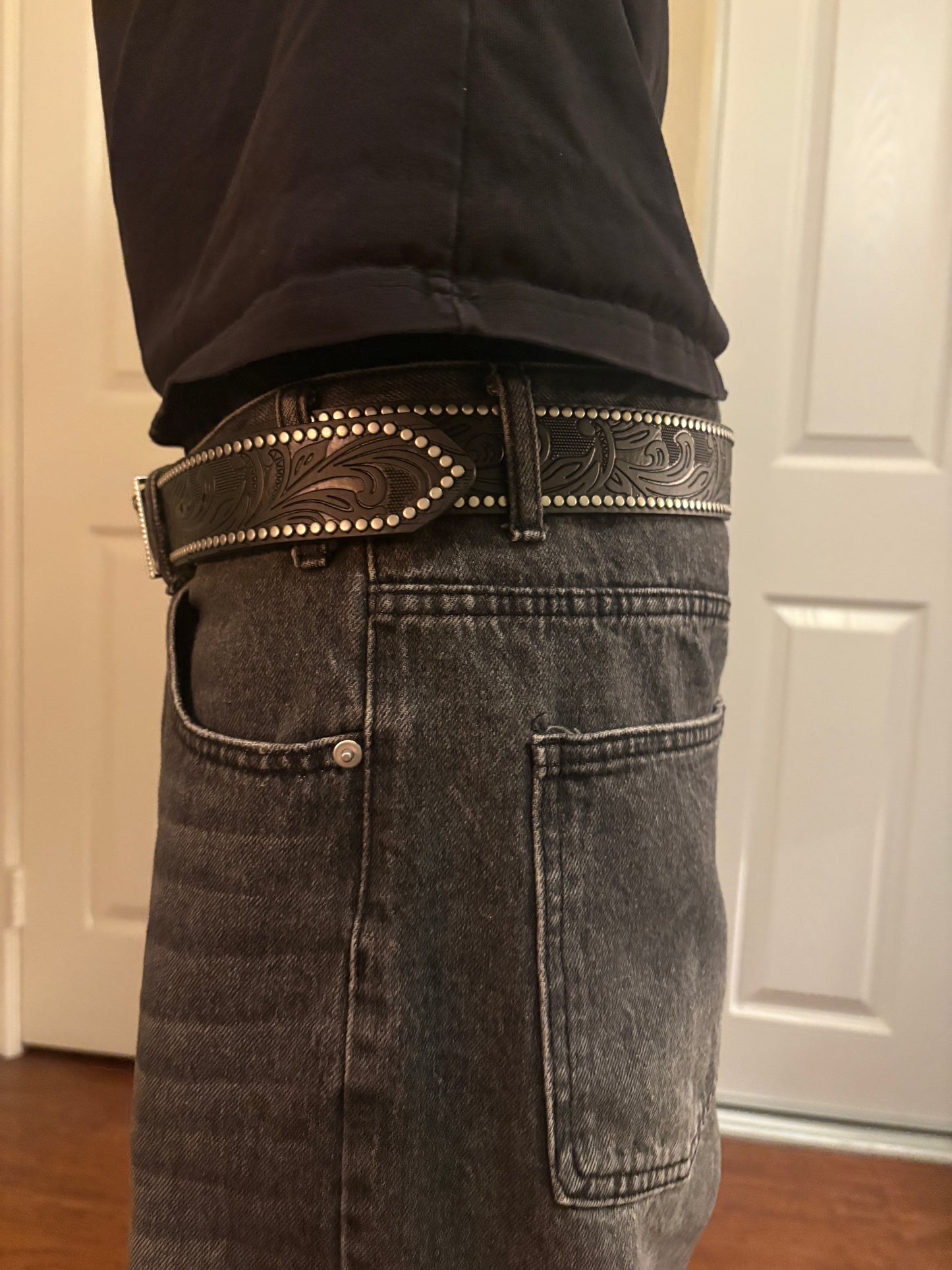 Belt , black Hawaiian studded belt