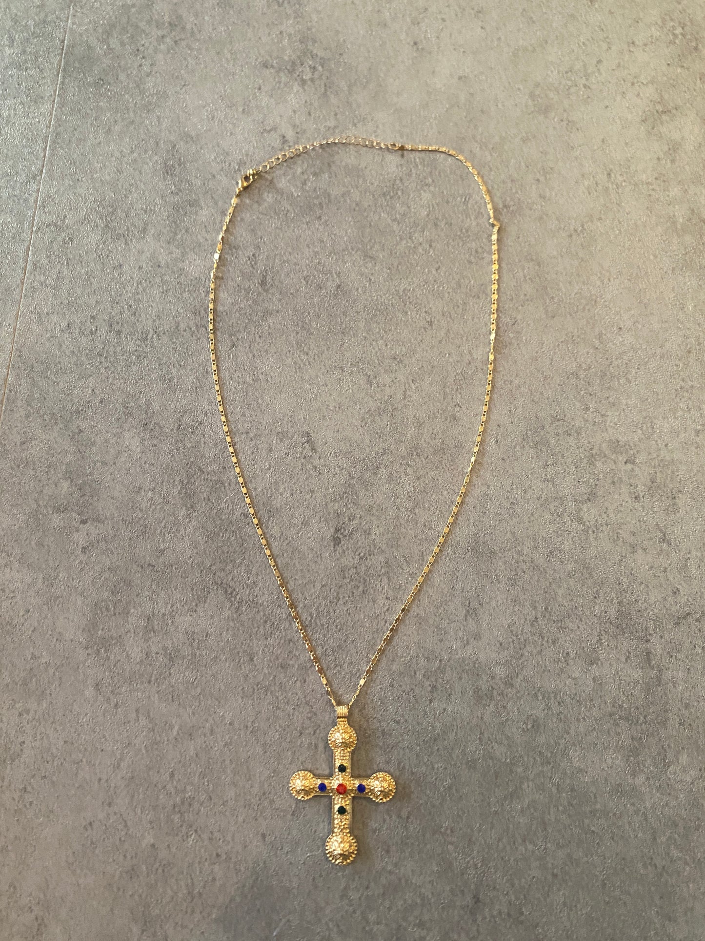 Necklace , Gold cross gemstone bundle (3)