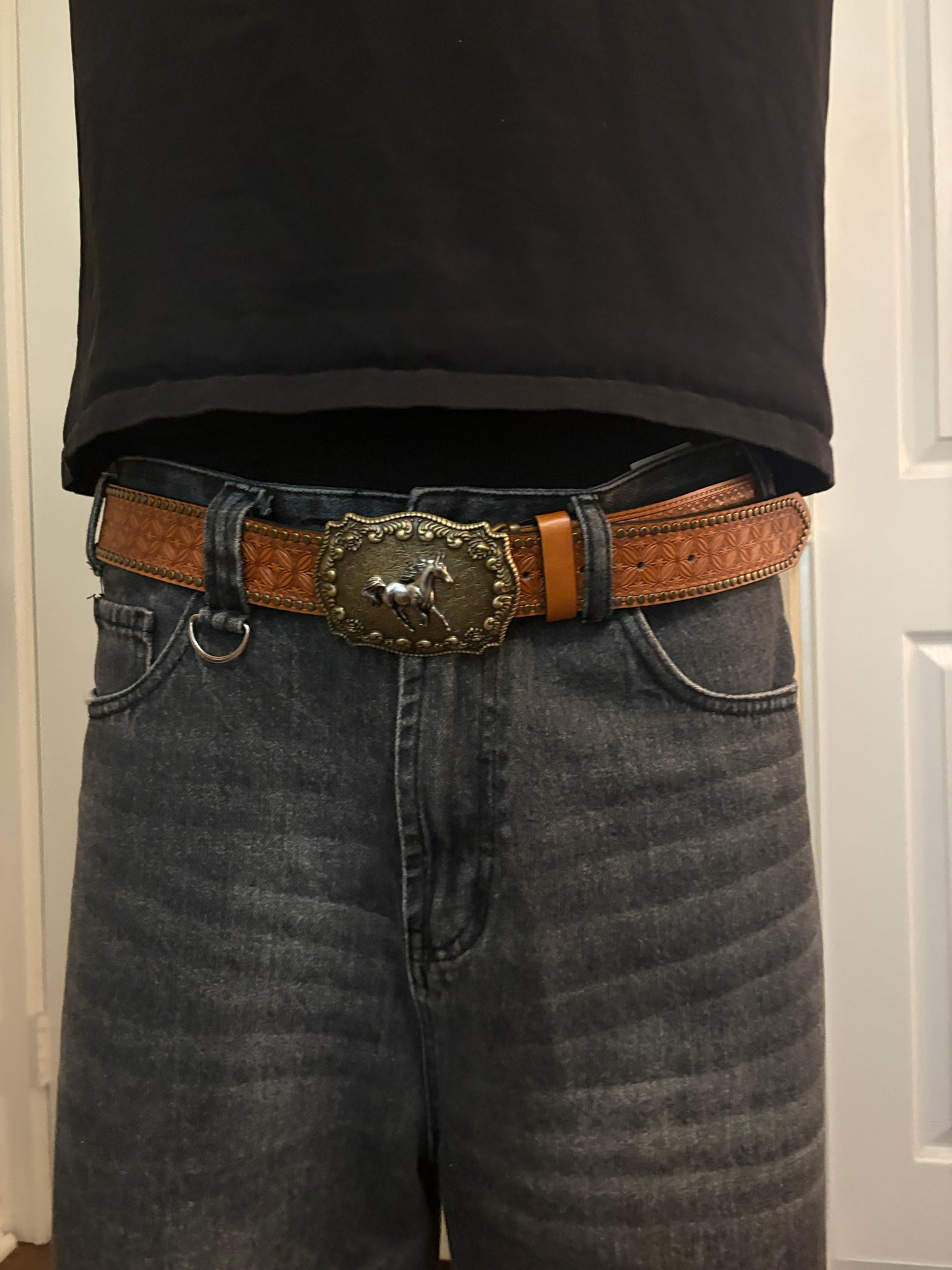 Belt , studded running horse belt