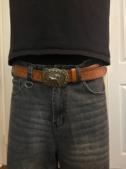 Belt , studded running horse belt