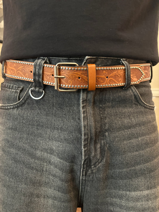 Belt, brown studded Hawaiian belt