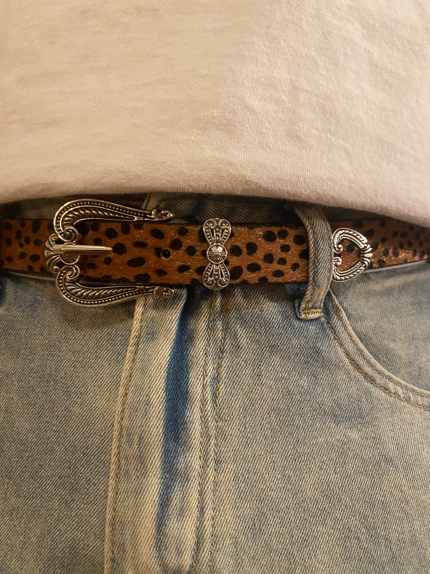 Belt, Heart buckle cheetah print belt