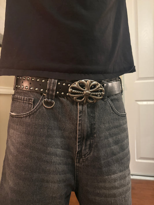 Belt , studded black cross belt