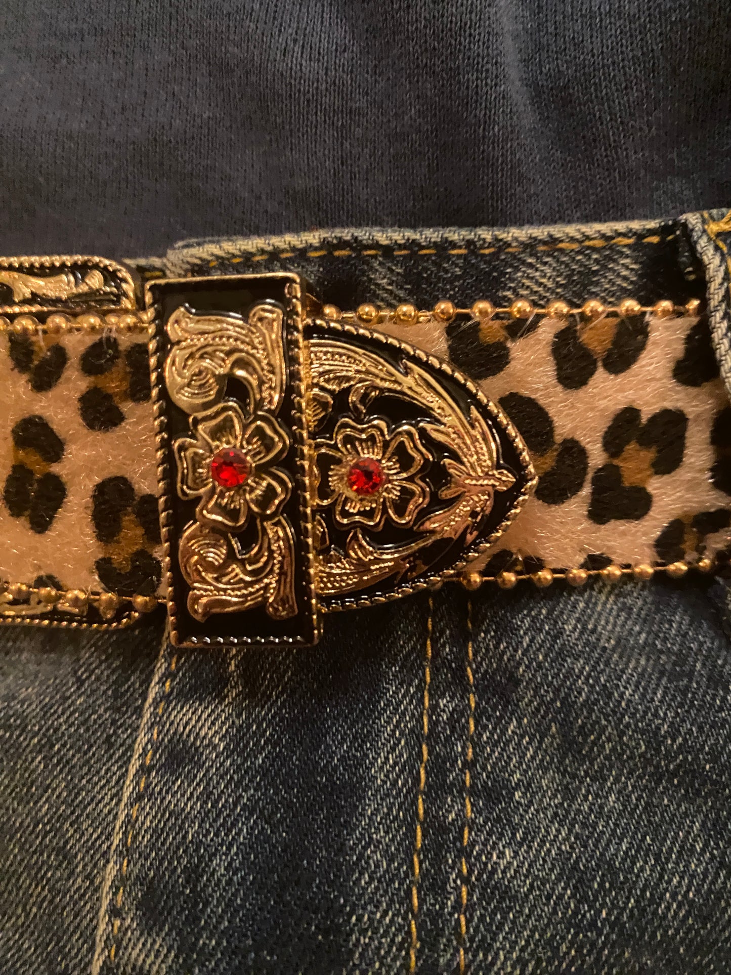 Belt , Cheetah print flower belt