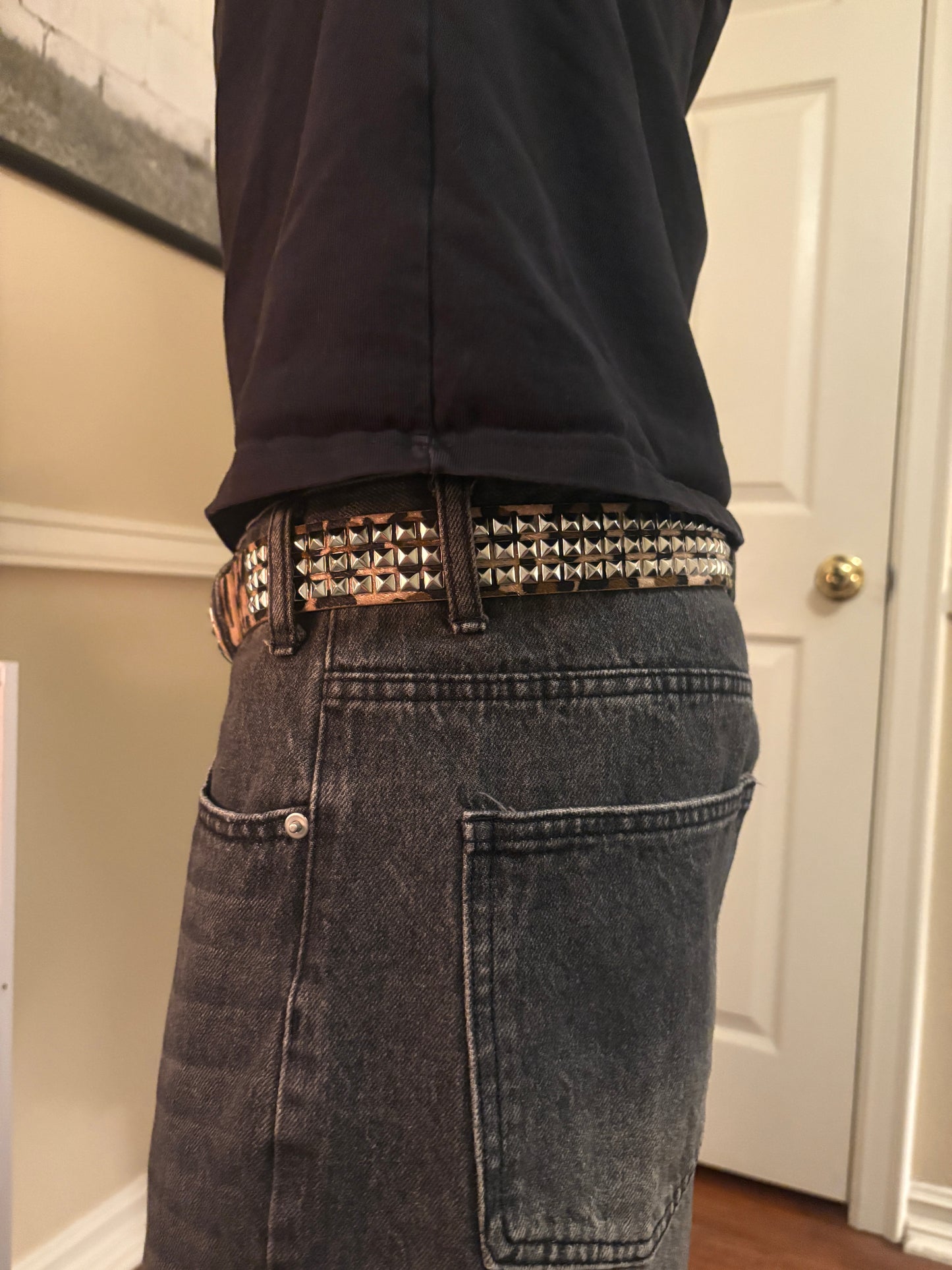 Belt , studded leopard belt