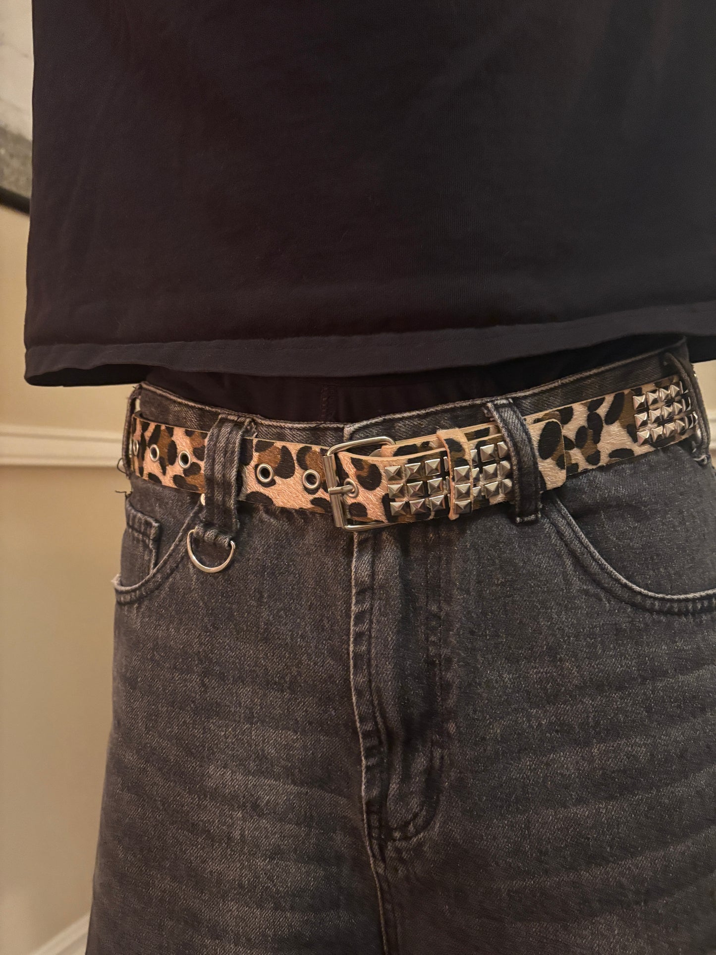 Belt , studded leopard belt