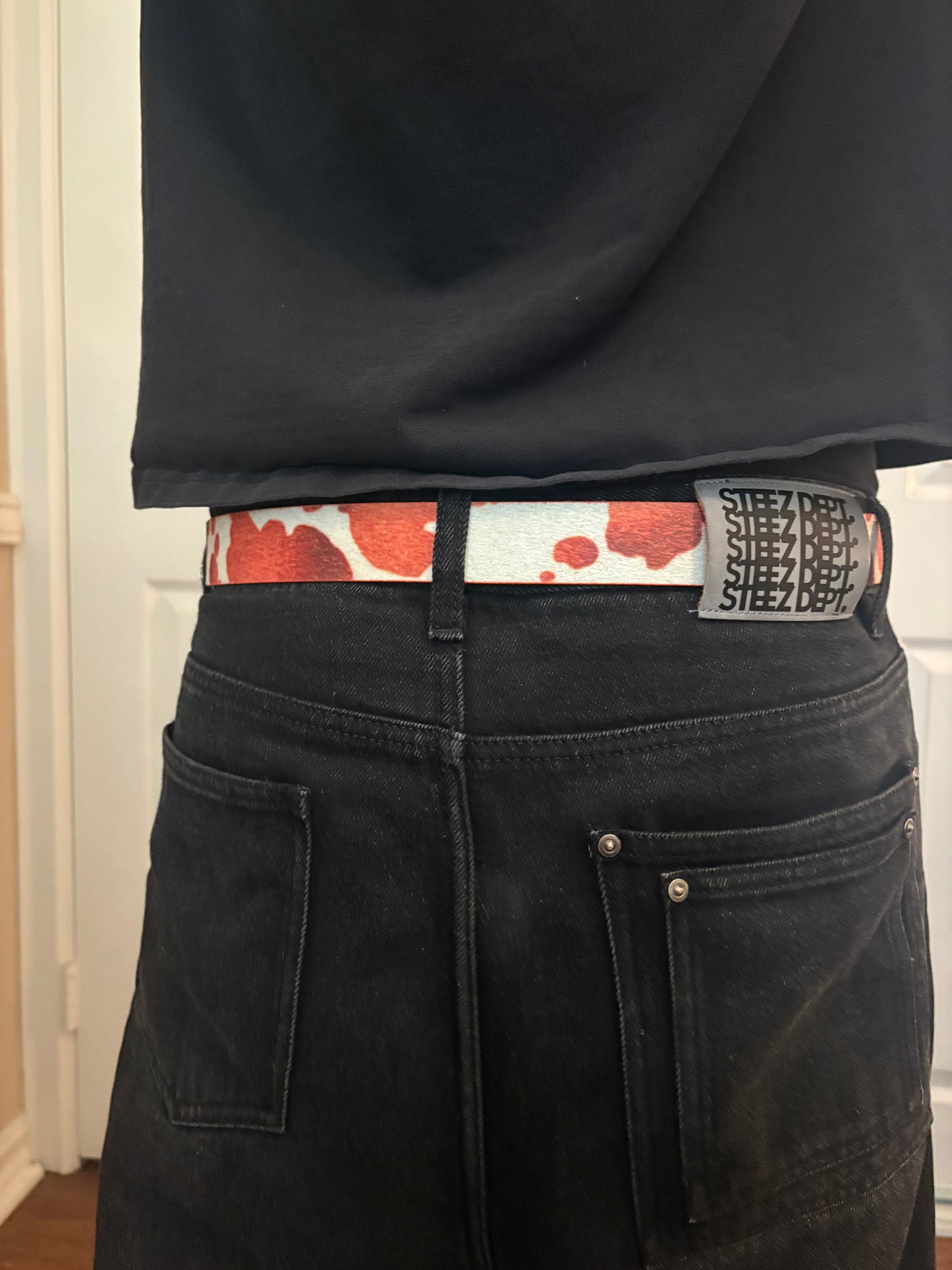 Belt , sunset cowprint belt