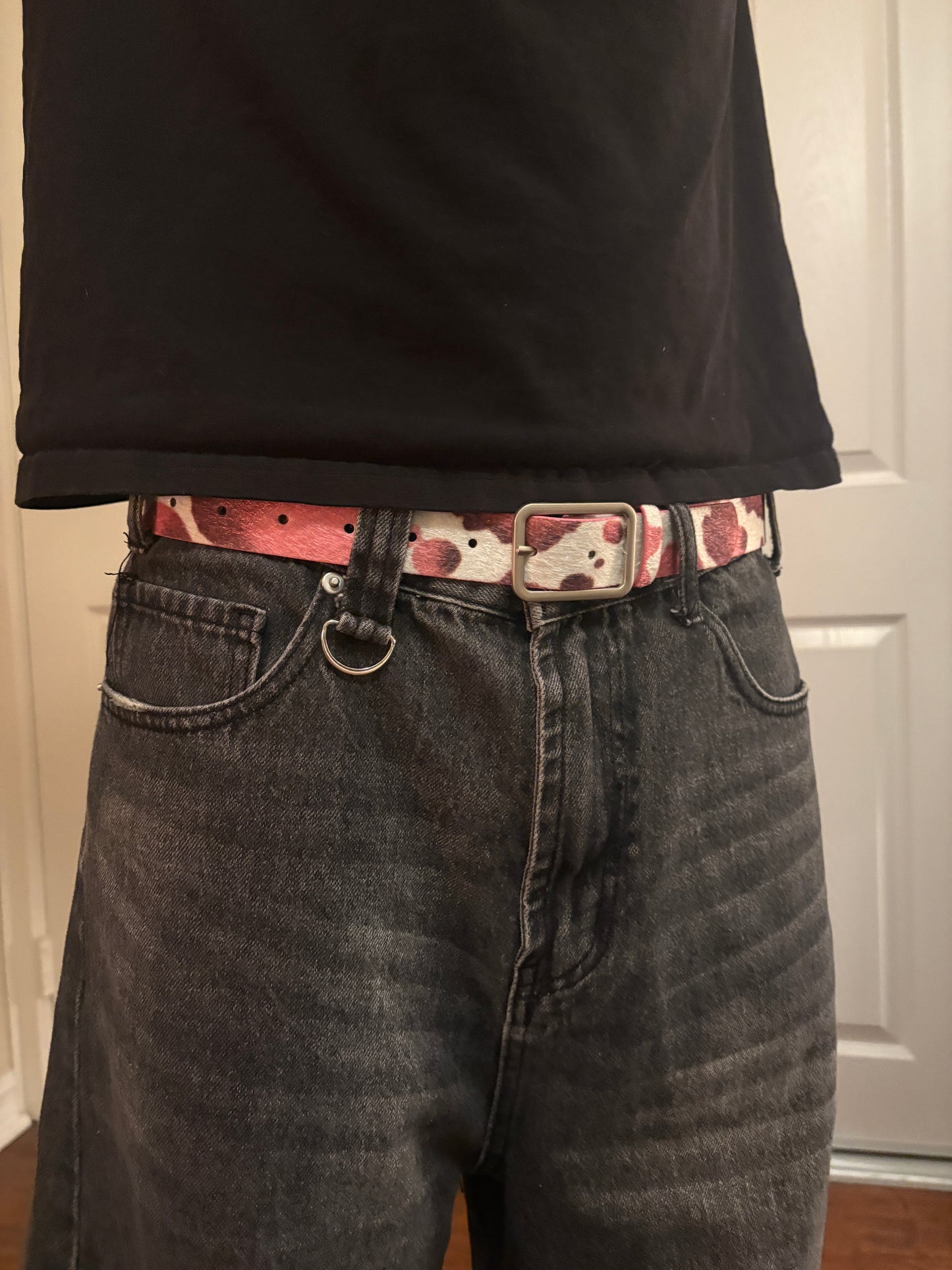 Belt , pink cow print belt