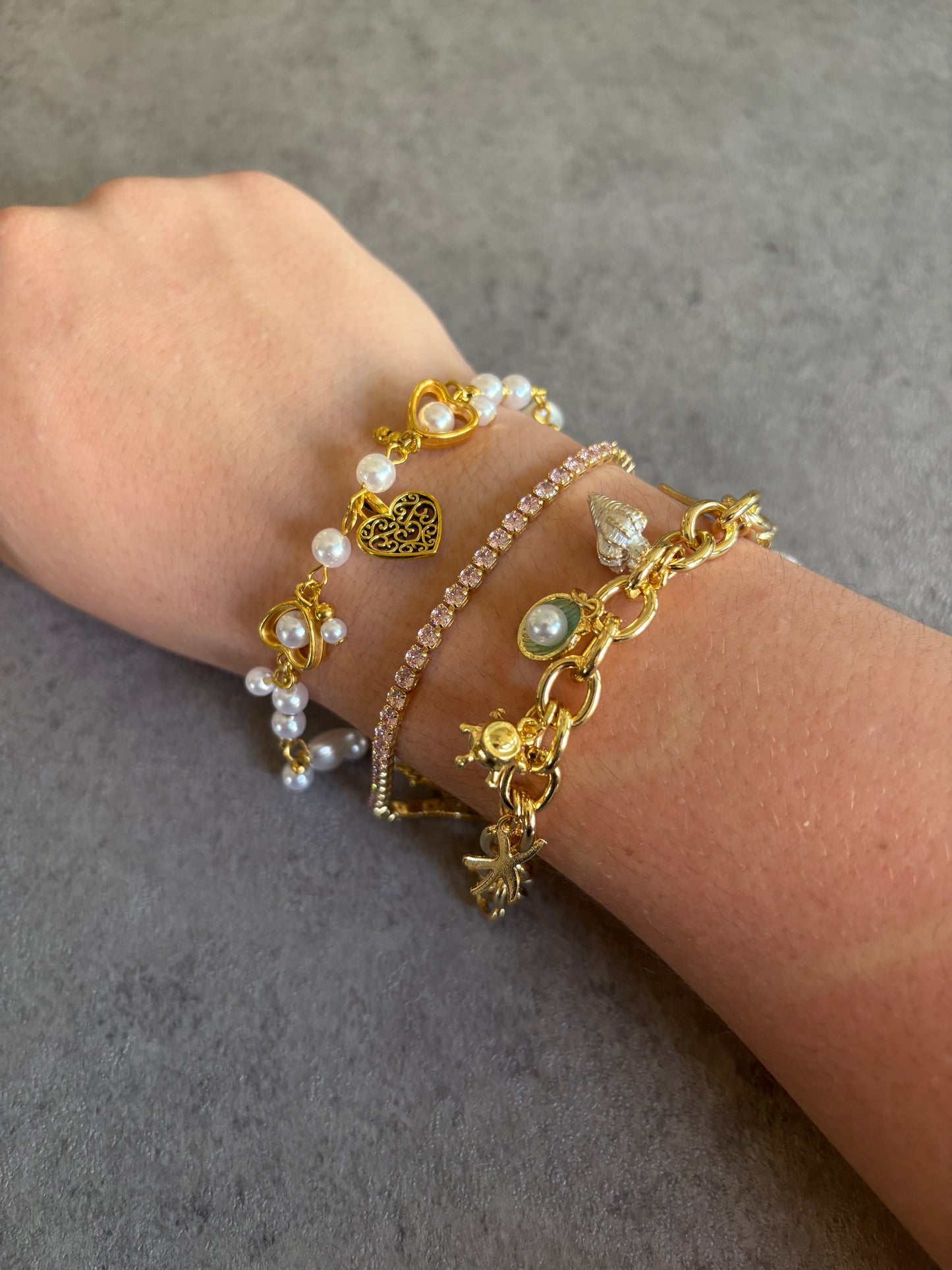 Bracelet , gold Cuban link beach charm bracelet