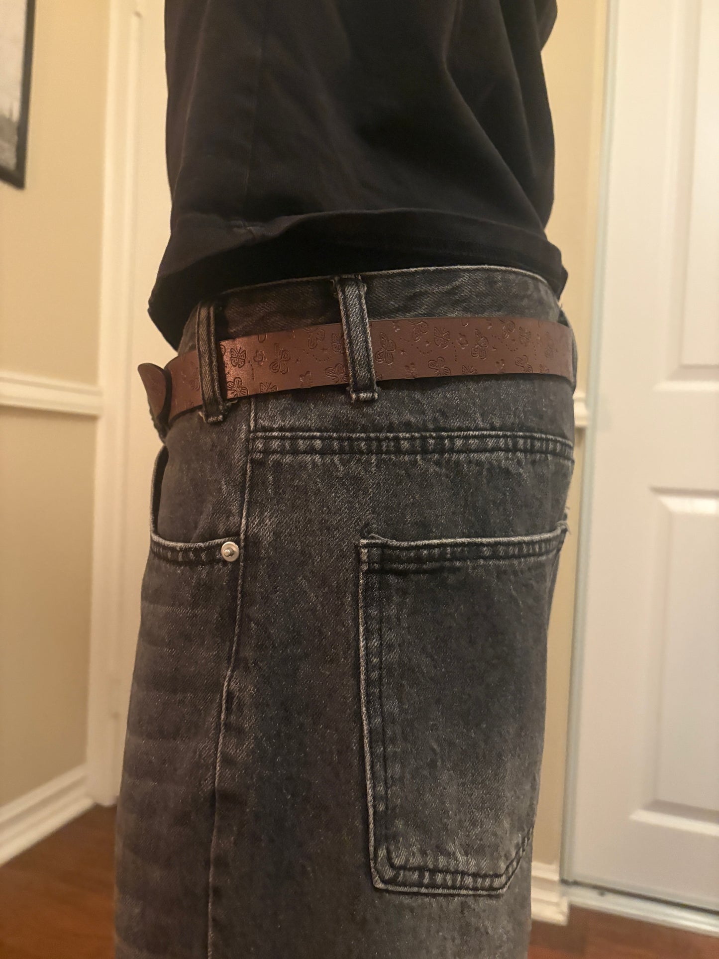 Belt , brown flower butterfly belt