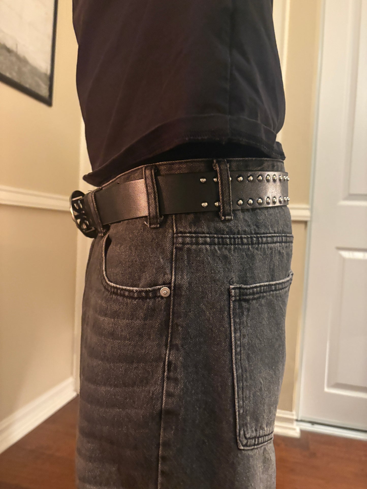Belt , studded black cross belt