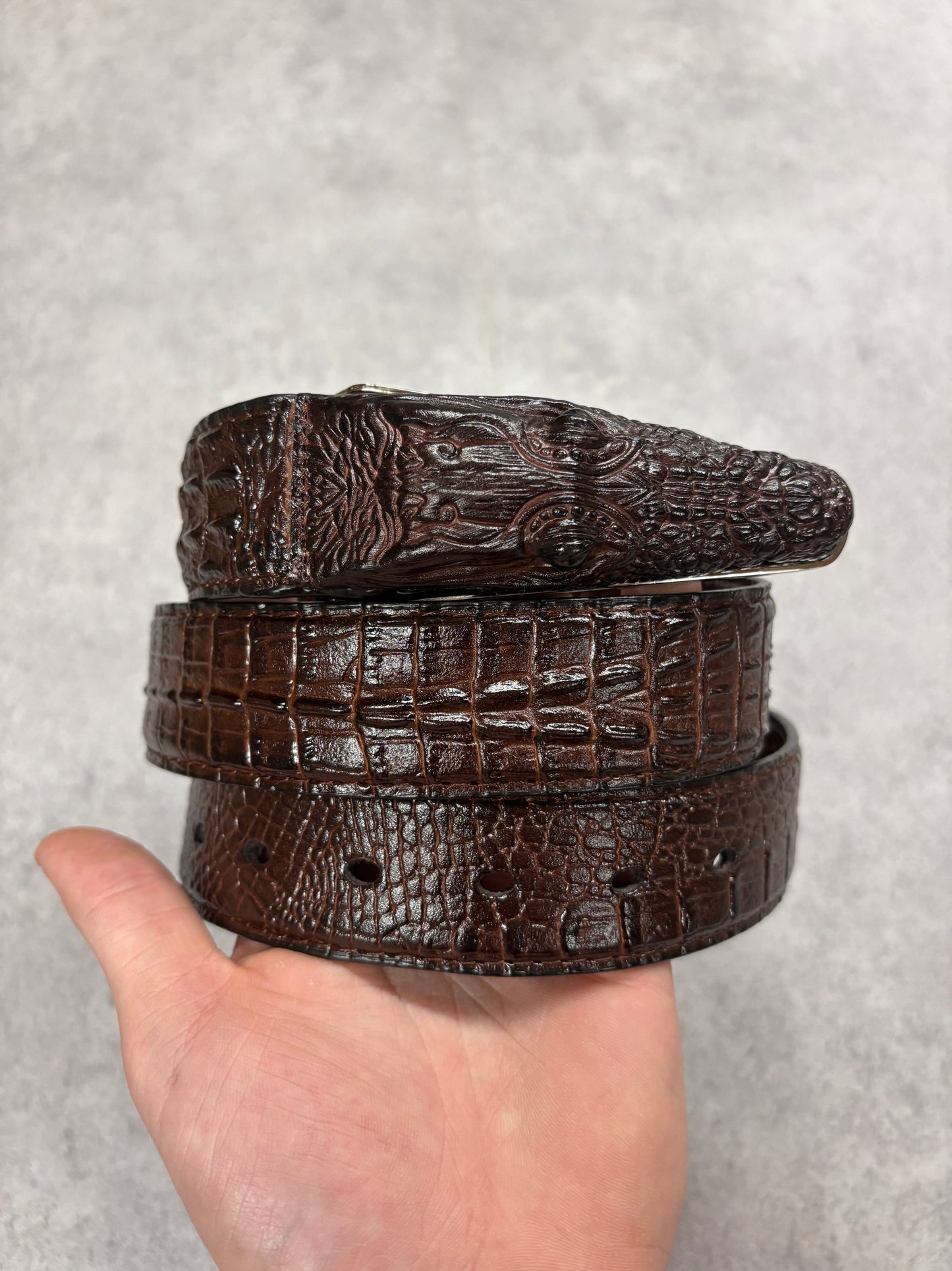 Brown “ Florida man “ crocodile belt