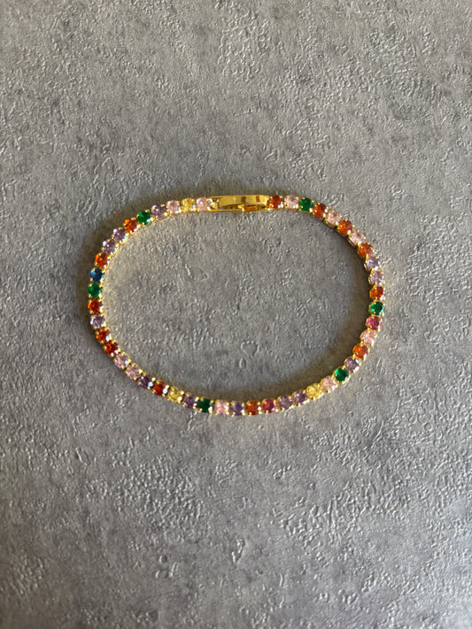 Bracelet, multicolored crystal tennis bracelet