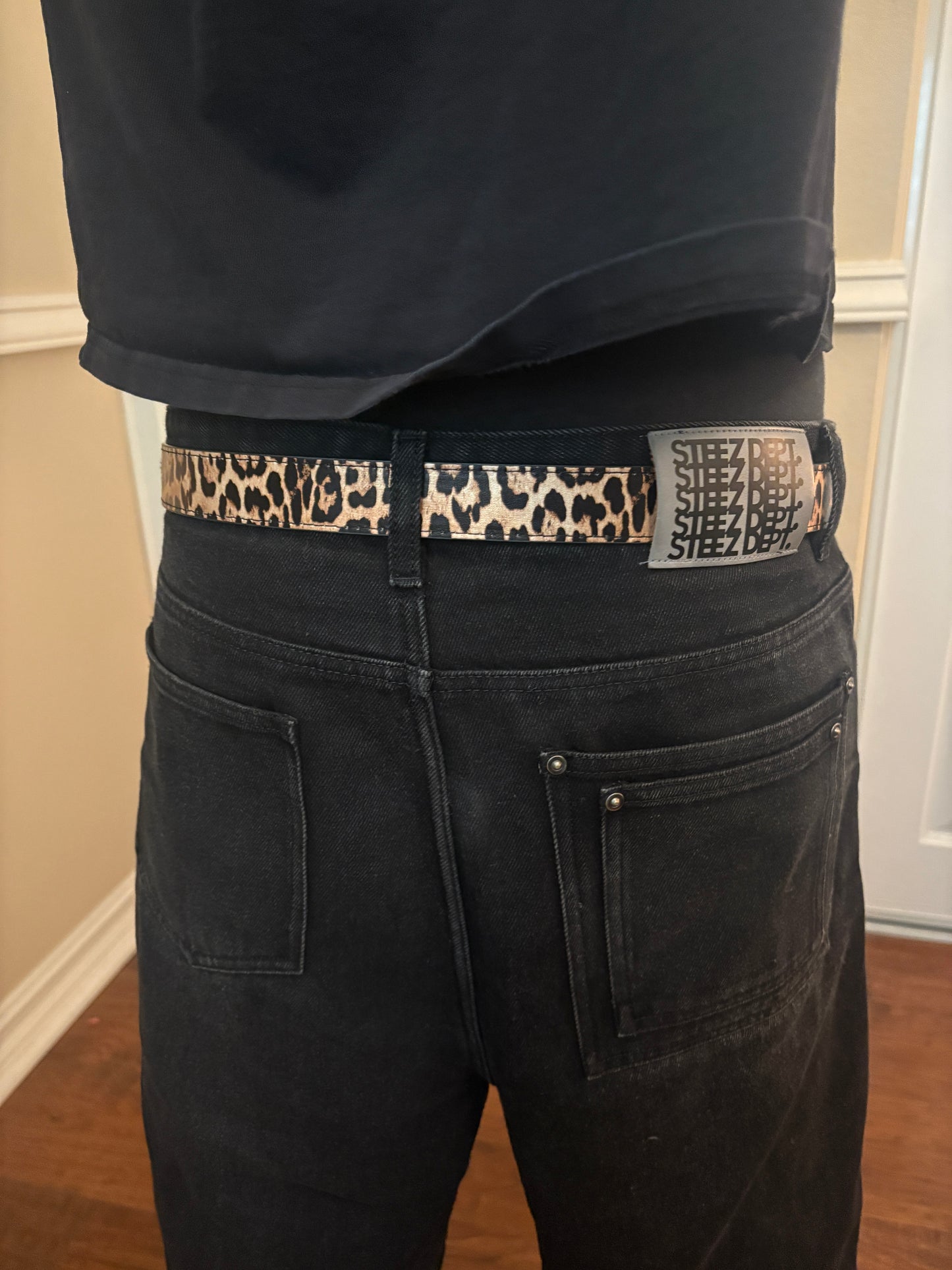 Belt , silver western buckle cheetah belt