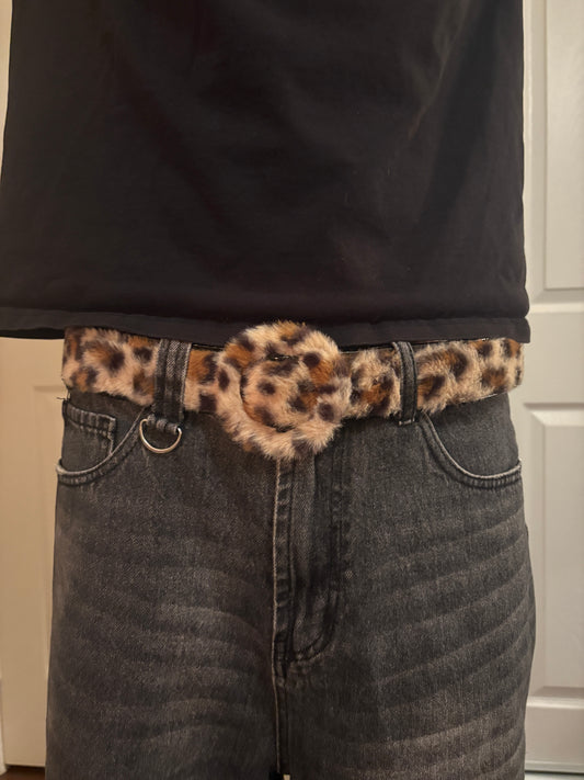 Belt , fur leopard print belt v2