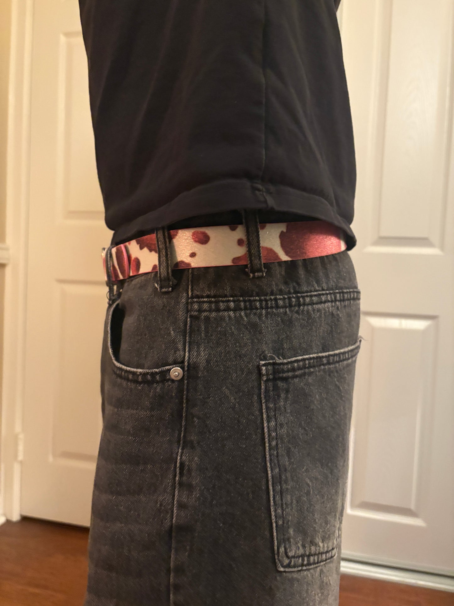 Belt , pink cow print belt