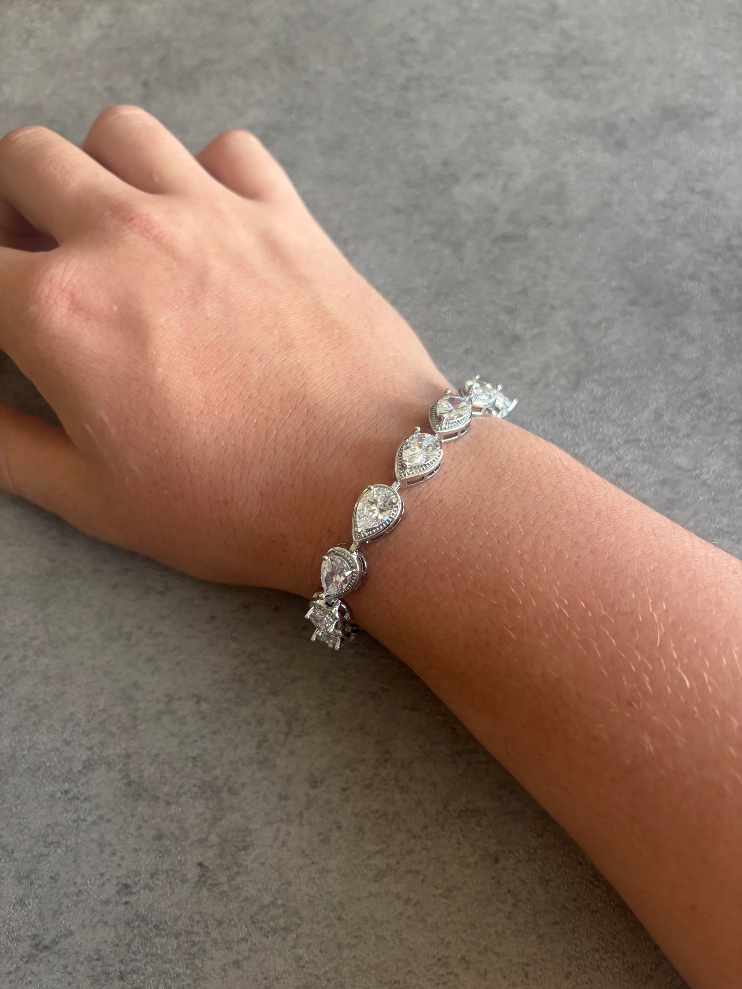 Bracelet , Silver crystal droplet bracelet