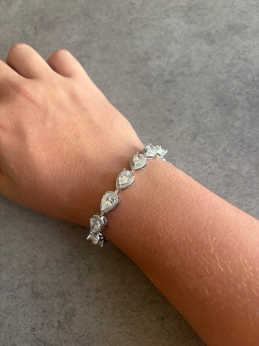 Bracelet , Silver crystal droplet bracelet