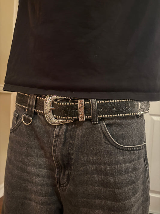 Belt , black Hawaiian studded belt