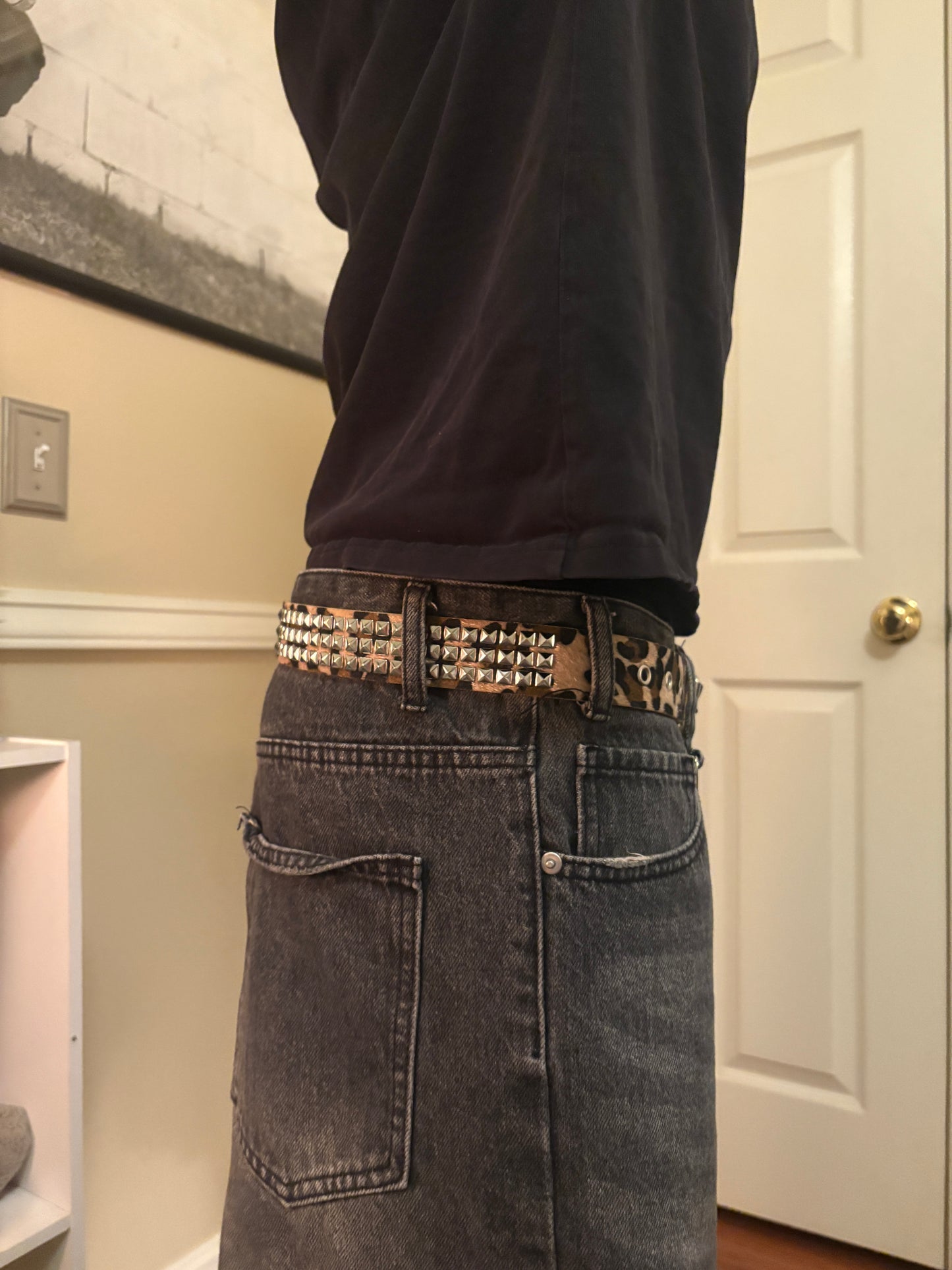 Belt , studded leopard belt