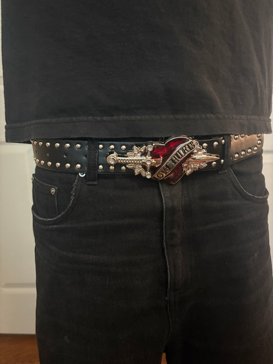 Belt , black studded sword belt