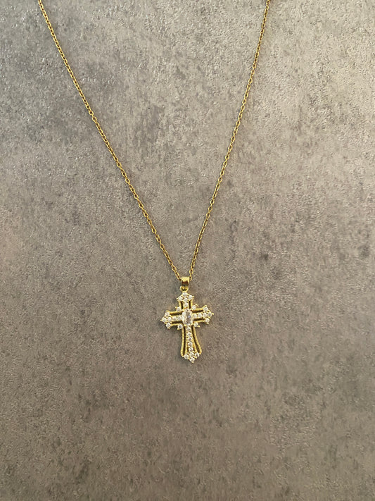 Necklace , Small gold cross necklace
