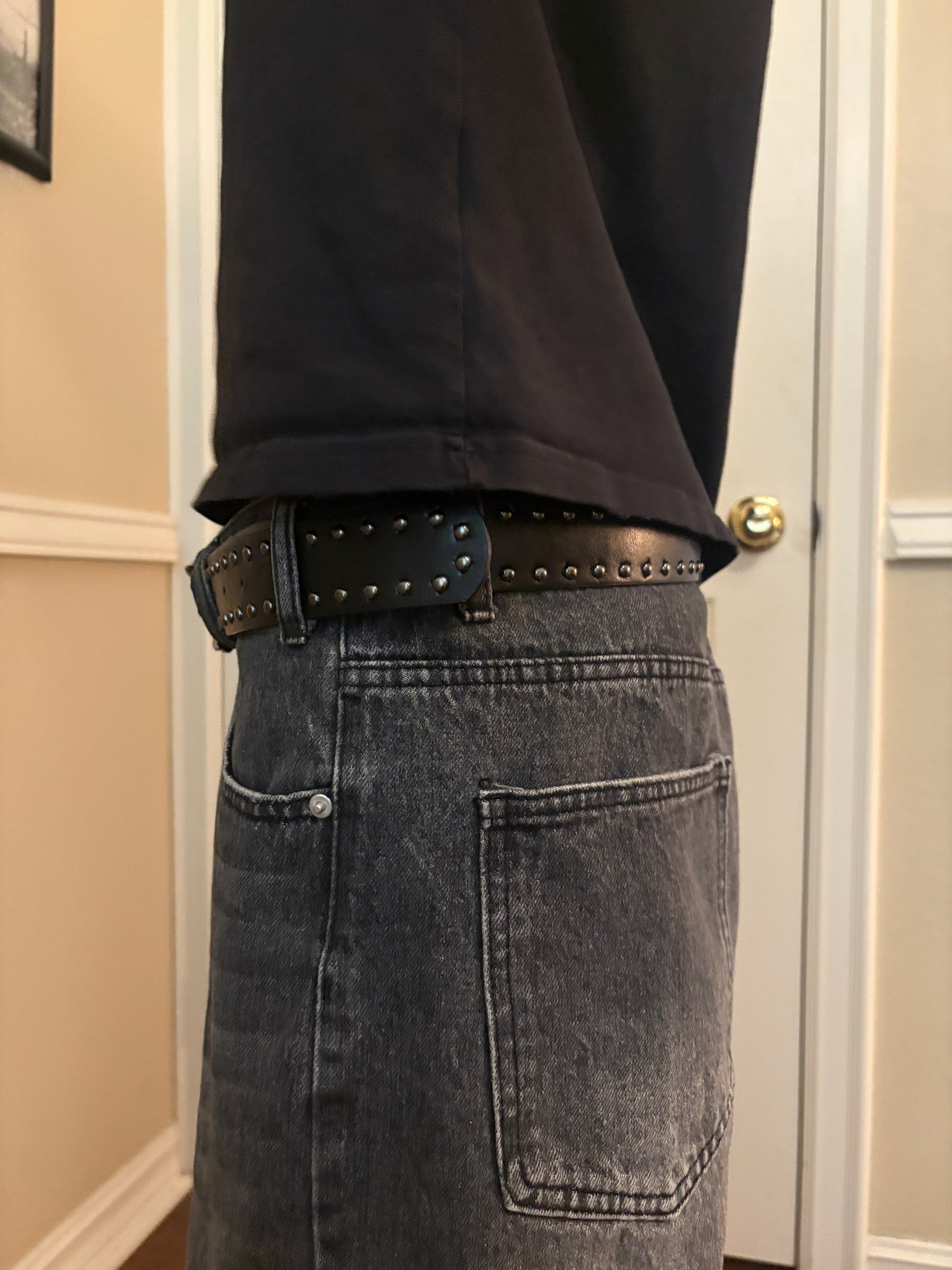 Belt , black studded cross belt