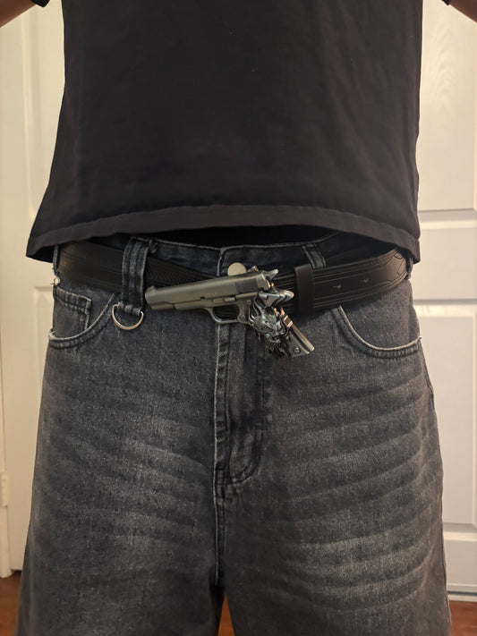 Belt , black skull pistol belt