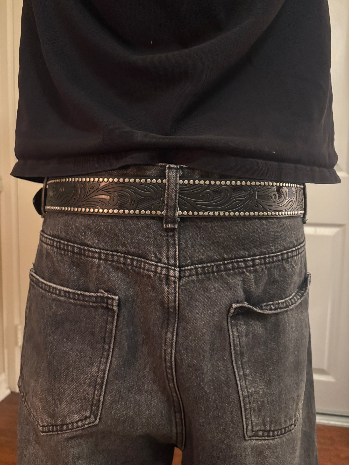 Belt , black Hawaiian studded belt
