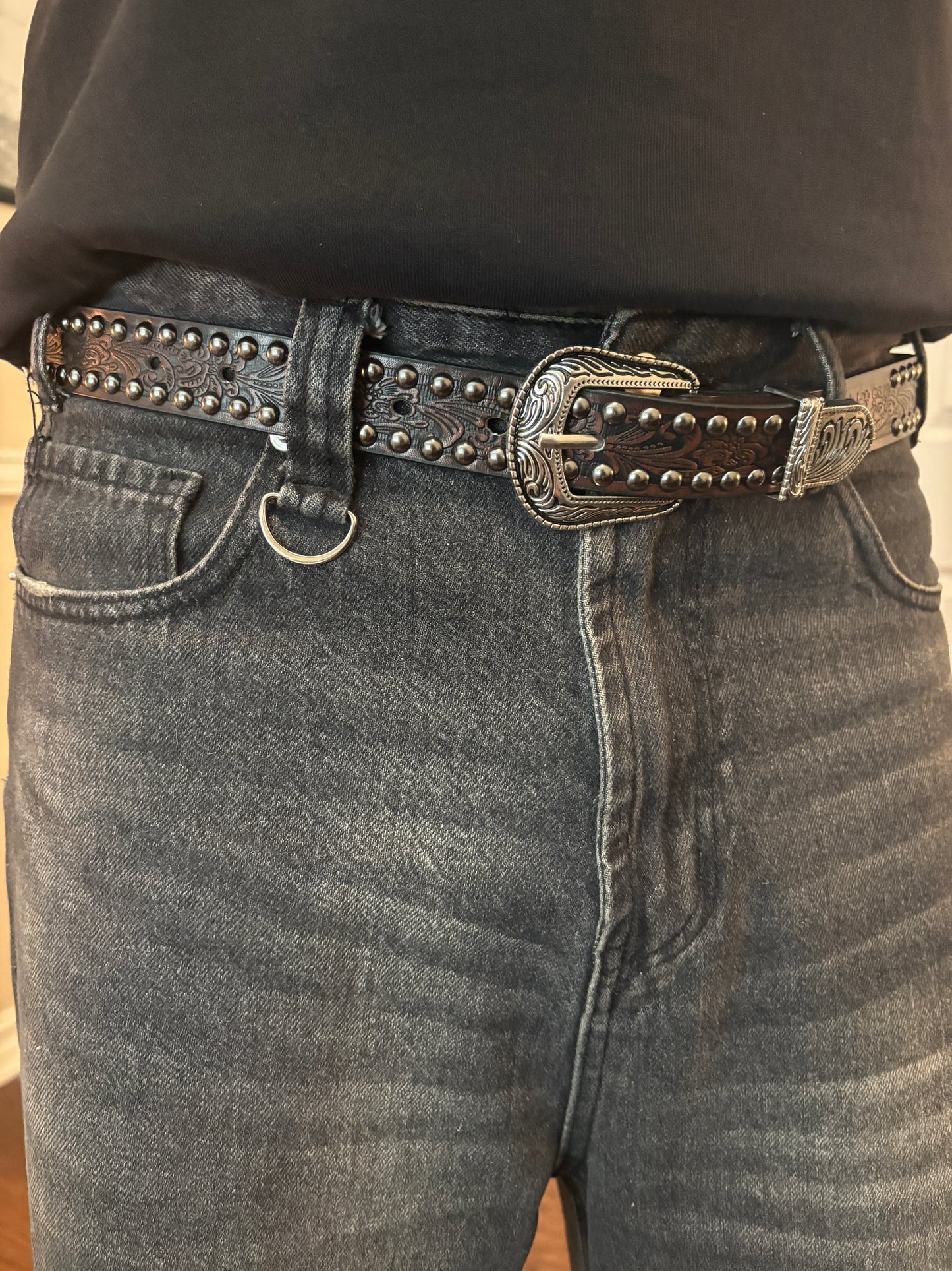 Belt, brown studded western belt