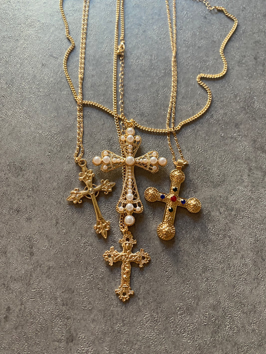 Necklace , Gold cross necklace bundle (4)