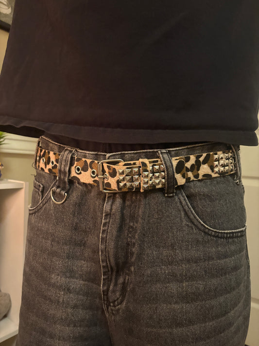 Belt , studded leopard belt