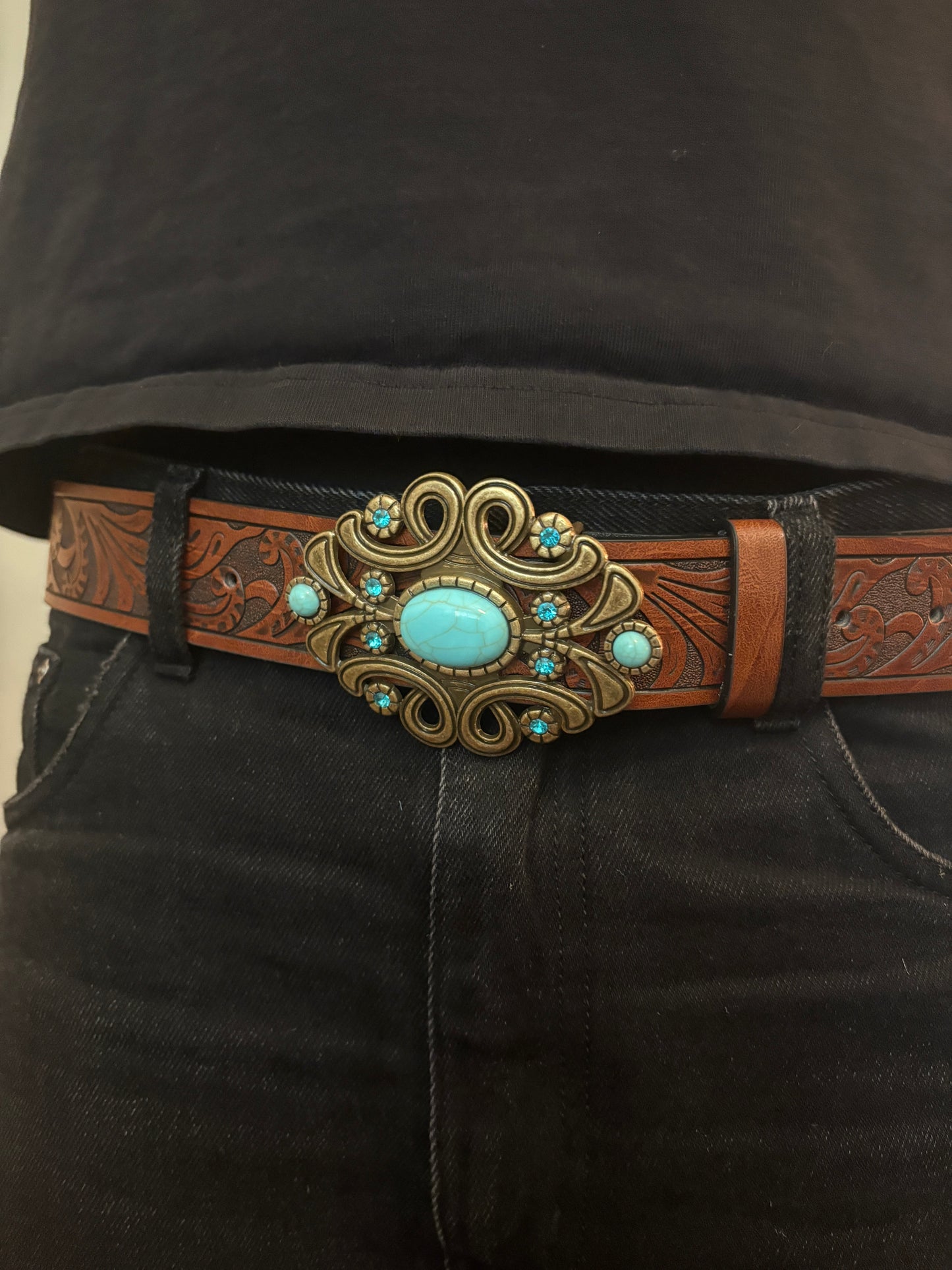 Belt , brown “ desert bloom belt “