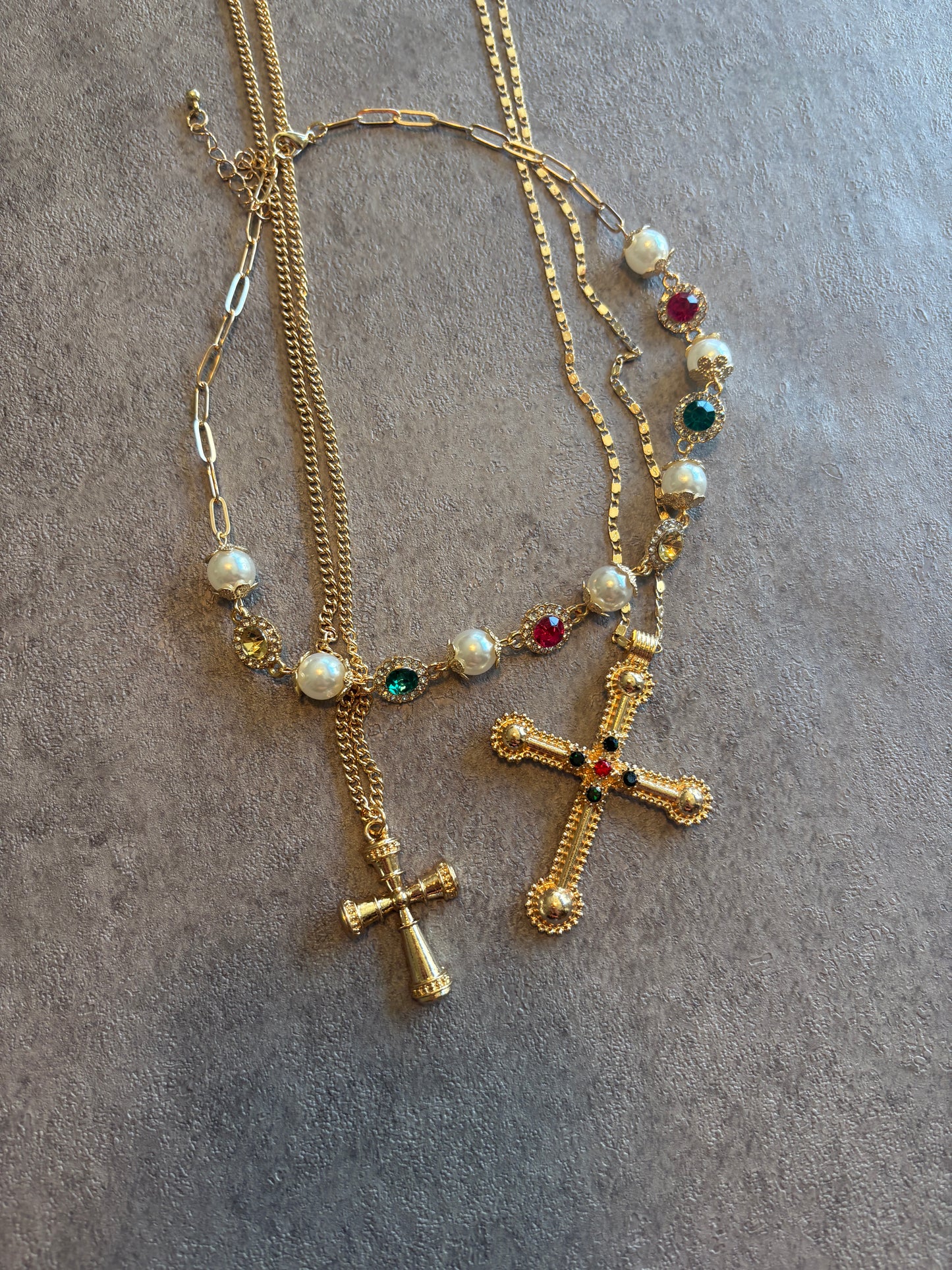 Bundle , gold pearl cross jewerly set