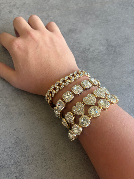 Bracelet , gold bracelet bundle ( heart , Cuban , square , circle )