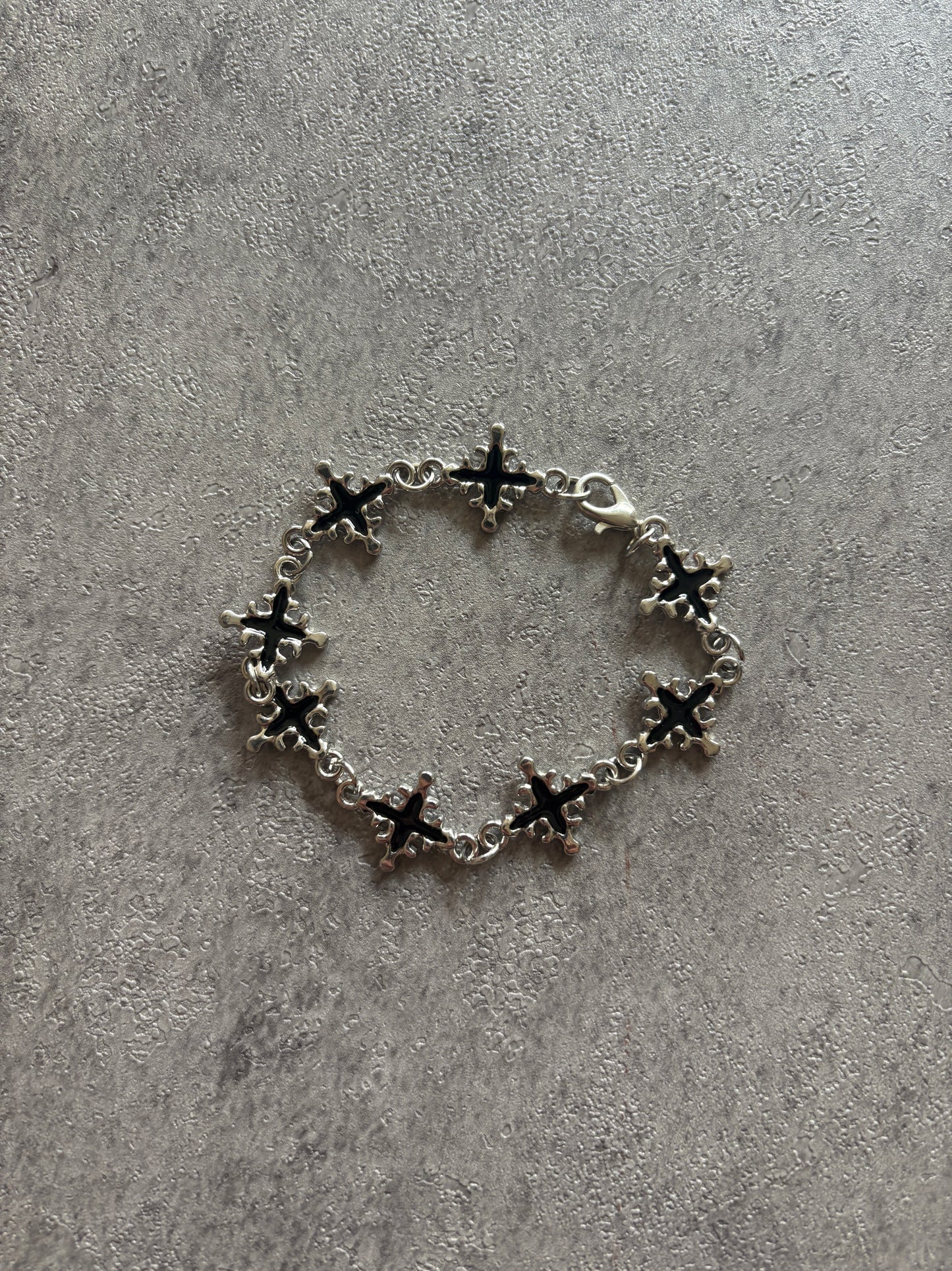 Bracelet , Y2K silver black cross bracelet